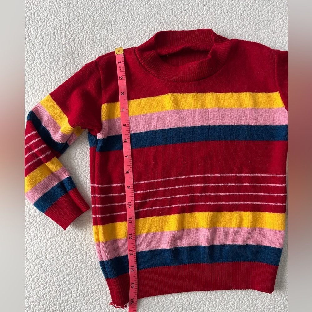 Vintage Striped Sweater, Red Pink. Approx sz 4-5T. Vibrant Fun - Picture 2 of 3